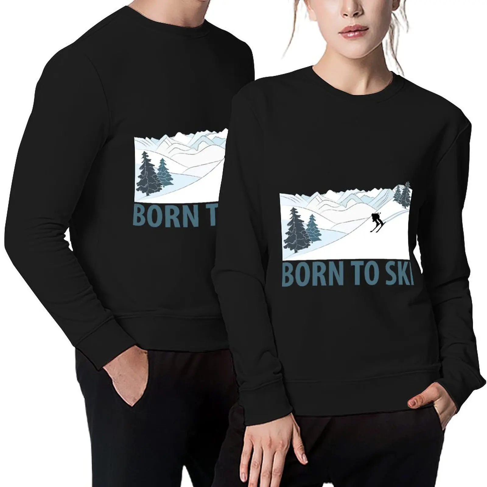 

Born to Ski Winter Sports Pullover fashion men mens clothing blouse clothes for men oversize sweatshirt