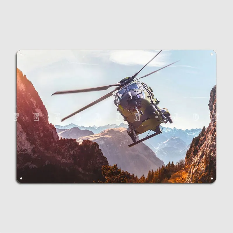 Nh90 Helicopter Metal Sign Club Home Wall Personalized Painting Décor Tin Sign Posters