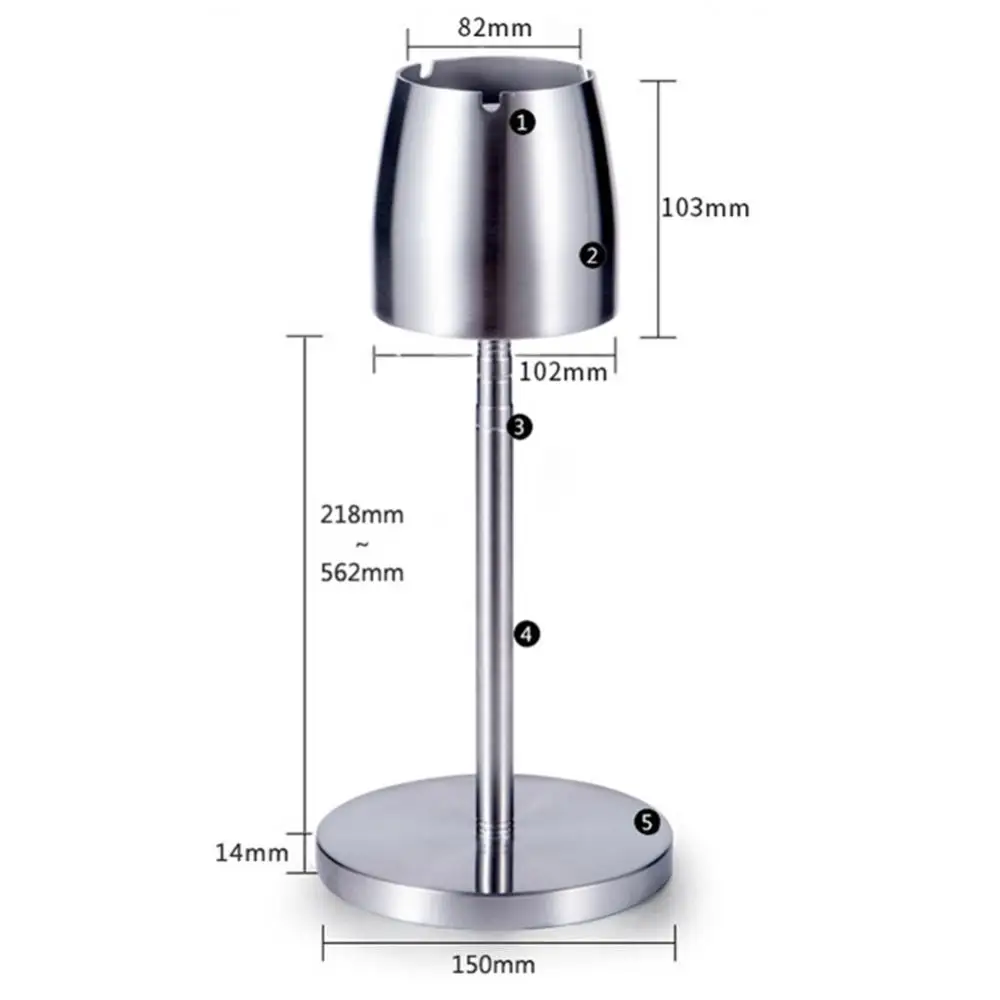 Stainless Steel Ashtray Portable Outdoor Windproof Telescopic Floor Standing Ashtray for Hotel Party Bar Desktop Ashtray 재떨이