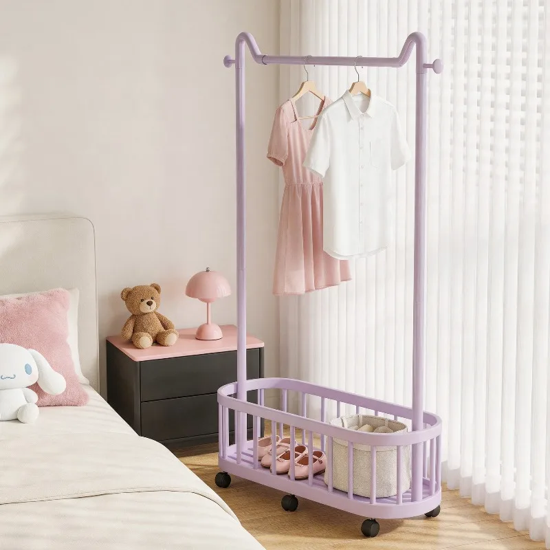 Hanging clothes rack, floor standing bedroom clothes rack, easy to move clothes rack, family dormitory bedside clothes storag