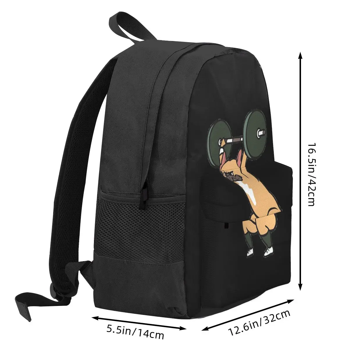 The Snatch Weightlifting French Bulldog Backpack Hot Sale Daypack Large Capacity Kids BookBag School Bag