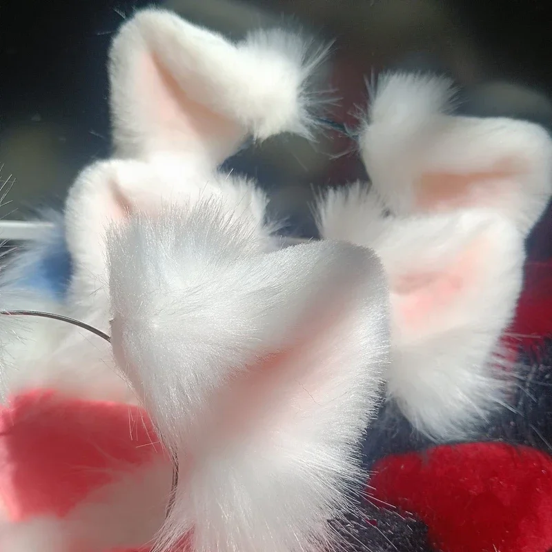 

Cute Lovely Cosplay Prop Limit Cos Gift Handmade Doll Use Ear White Beast Fox Ear Hairhoop 1/3 Doll Accessory