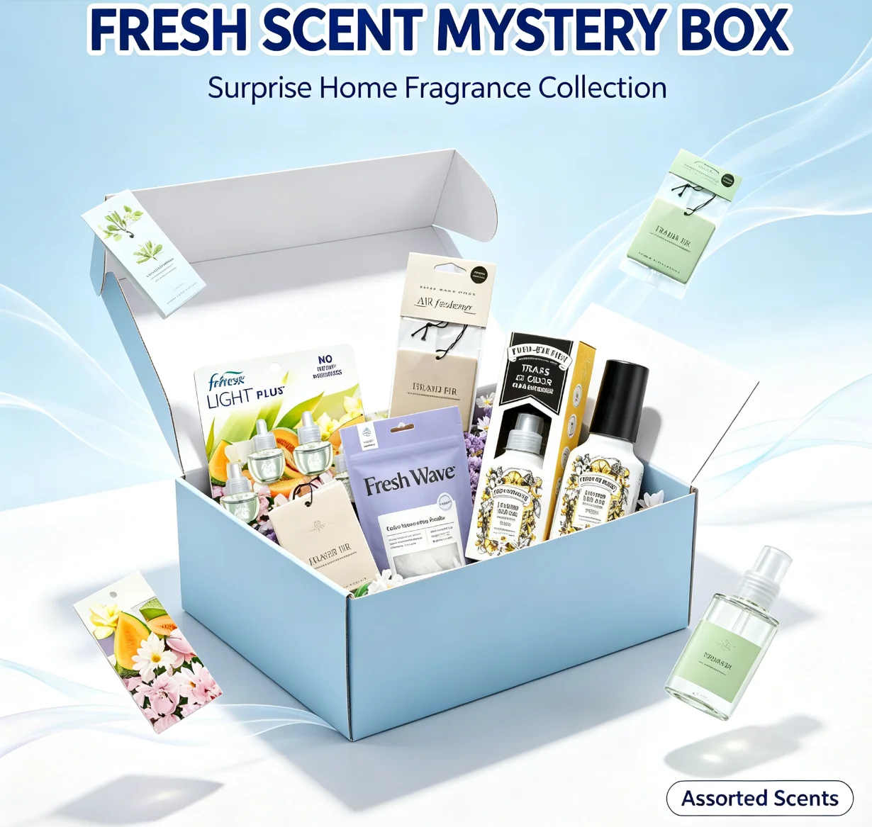 Random Holiday & Summer Fragrance Mystery Blind Box Air Wick Seasonal Plug Oil Refill Febreze Bamboo Refill Hanging Car Freshener Toilet Deodorant Odor Neutralizing Novelty Gift Box