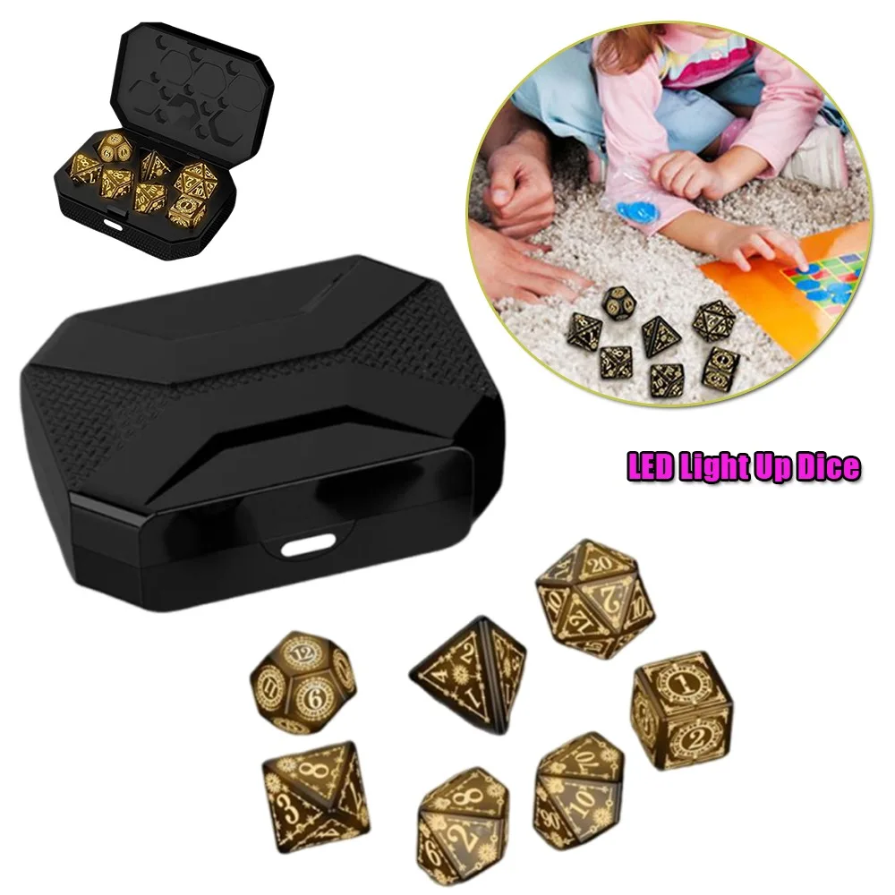 

LED Dice Set Light Up Dice Rechargeable LED DND Dice for D&D DND MTG RPG Tenzi Farkle Yahtzee Bunco Teaching for Adults Gift