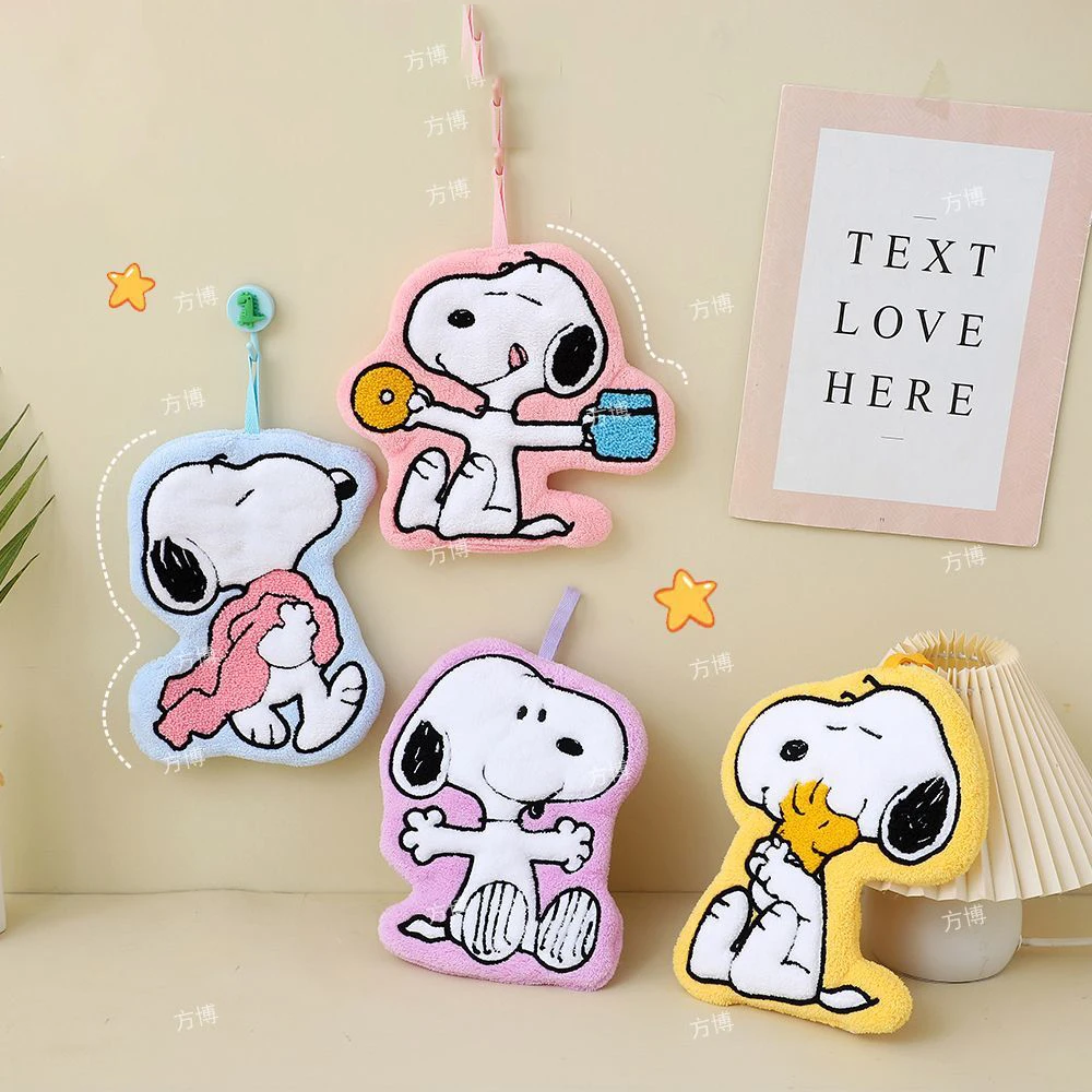 

Kawaii New Snoopy handkerchief Cartoon Cute Absorbent Hand Towel Hanging Cloth Soft Handkerchief Household Hand Towel Gifts Toys