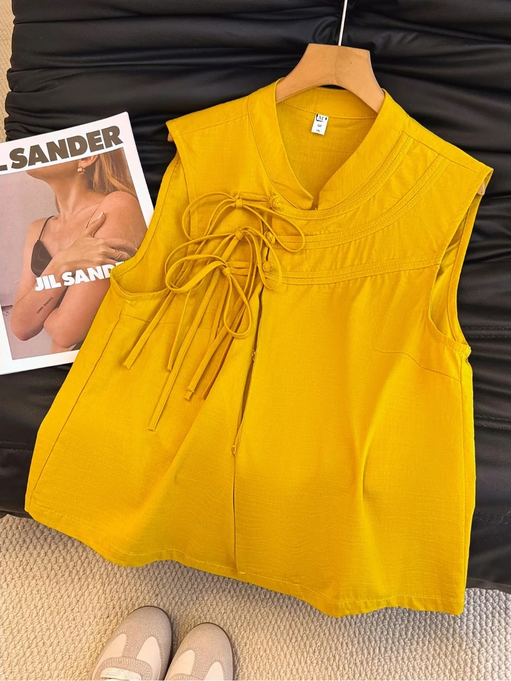 

New Chinese Style National Trend Tassel Buttonless Sleeveless Linen Vest plus Size Women's Summer Slimming Versatile Top