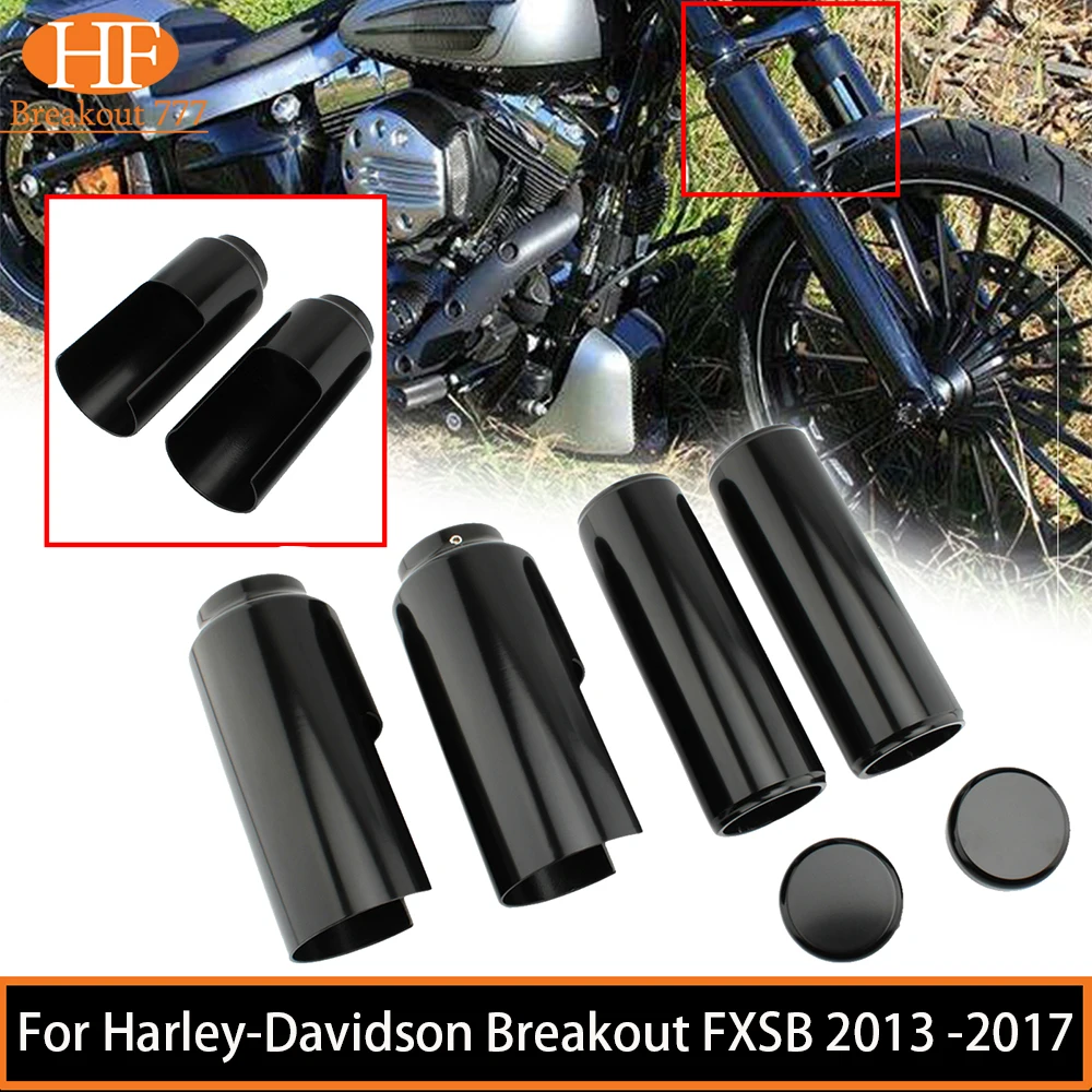 Motorcycle Accessories Full Upper/Lower Front Fork Cover Set Tube Cap Cover Kit For Harley-Davidson Breakout FXSB 2013 -2017