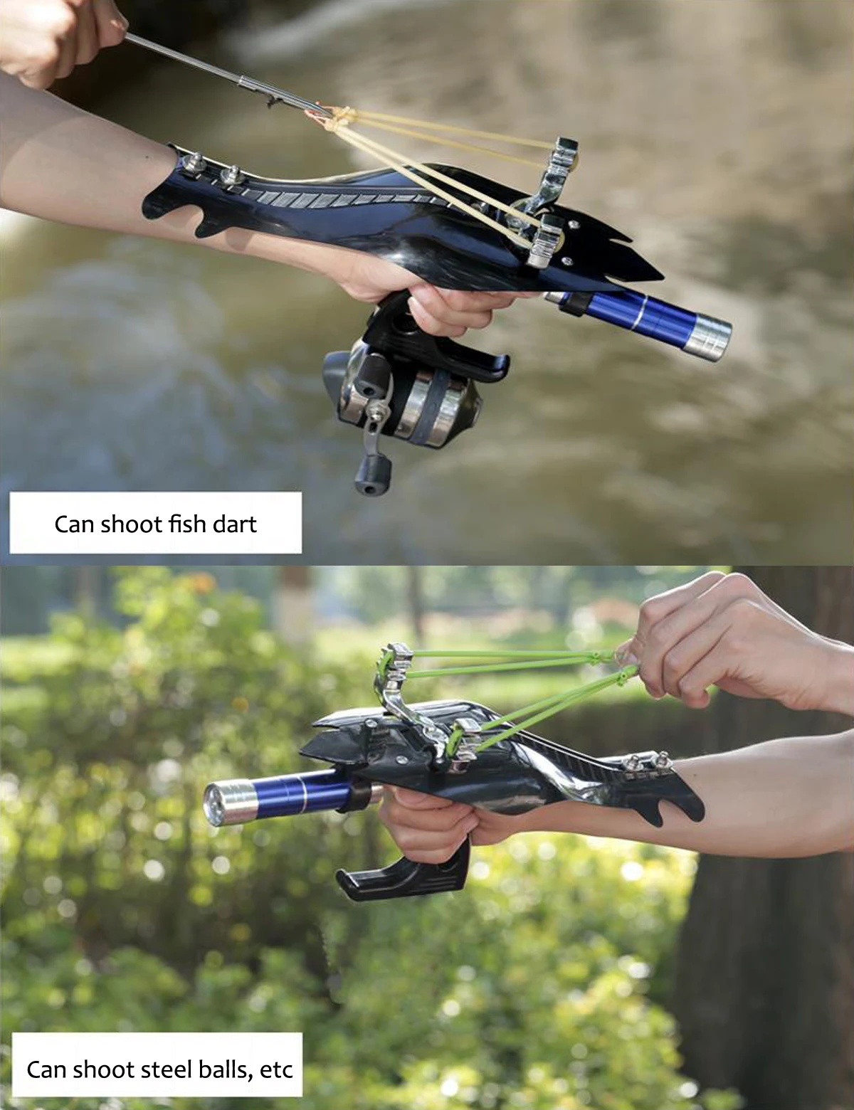 Outdoor Hunting Tools Dart Steel Ball Rubber Band Multi purpose slingshot Shooting Fishing Set with Laser Bow and Arrow