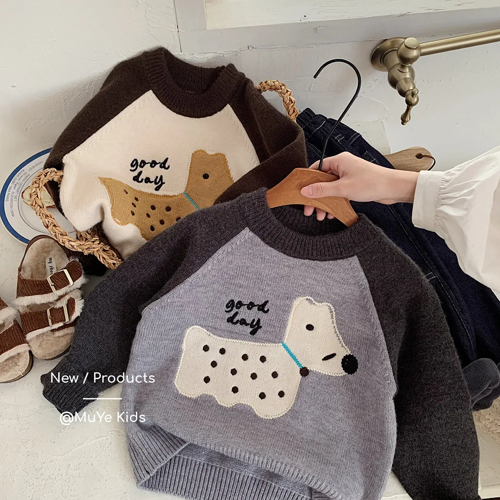 

UNITIM Kids Baby Boys Sweater Winter 2025 Cartoon Printed Knited Warm Children 1-8Y Boy Pullovers Ins Teenager Boy Knitwear