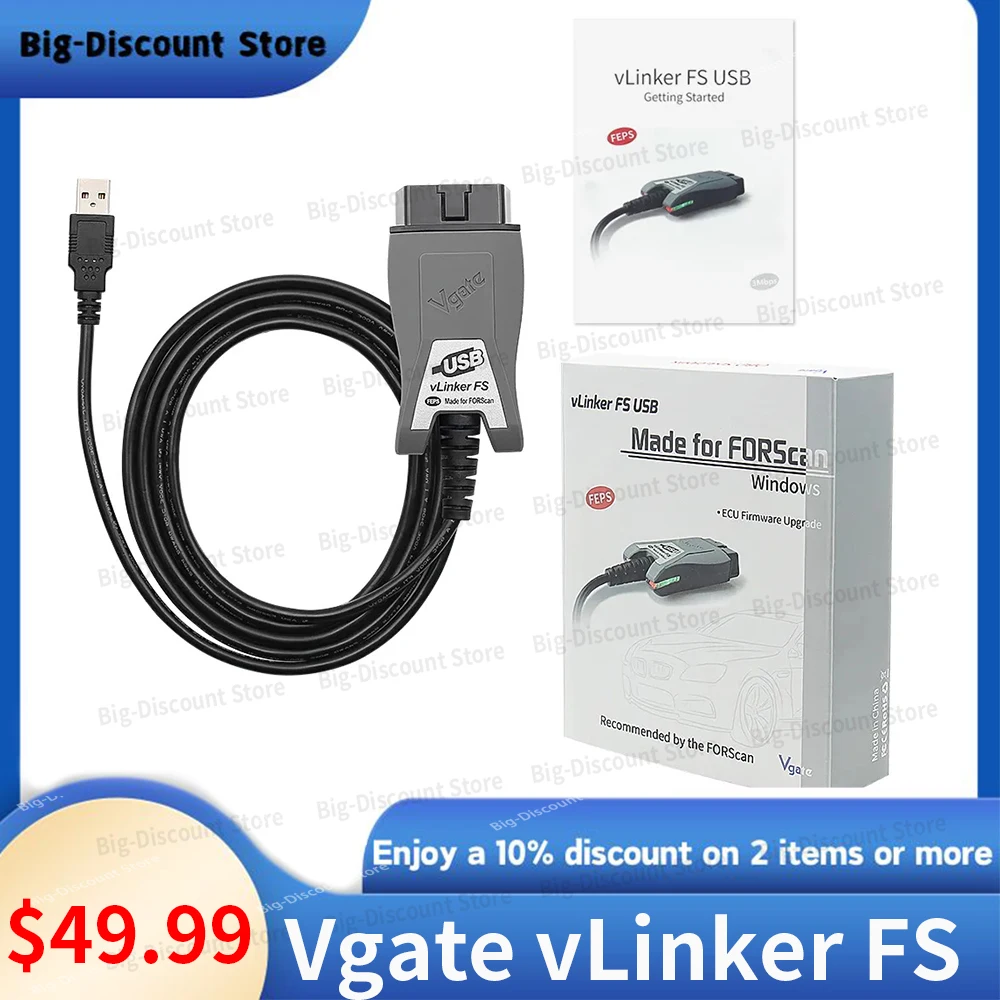 Vgate vLinker FS For Ford ELM327 FORScan HS/MS-CAN OBD2 Car Diagnostic Scanner Interface Tools OBDII For Mazda ELM 327 OBD 2