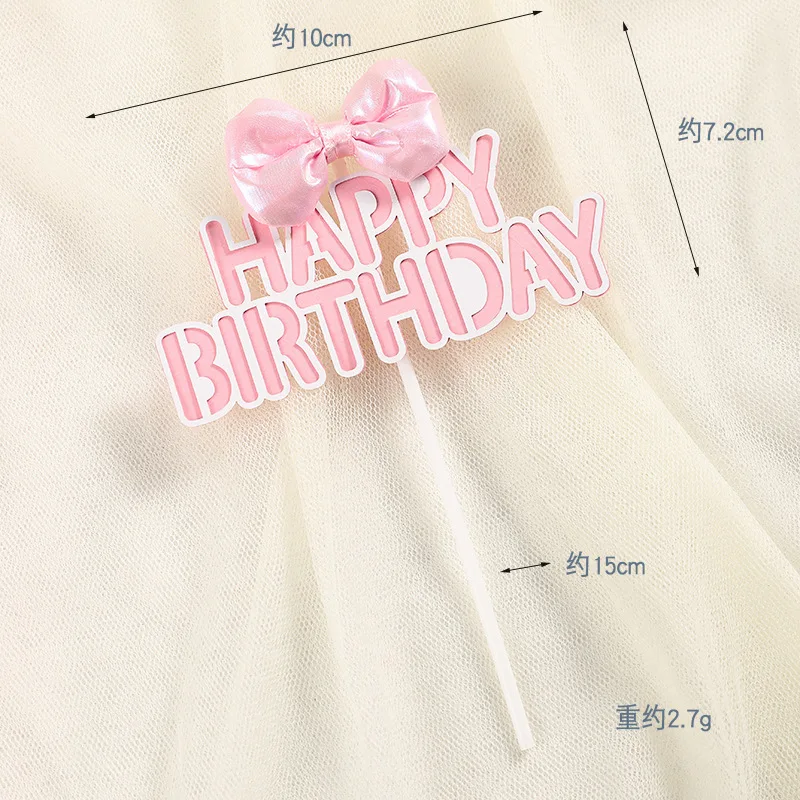 Cake Topper Flag bow-knot Happy Birthday Wedding Decoration Cupcake Toppers Baking Kids Party Baby Shower Cake Decor DIY New