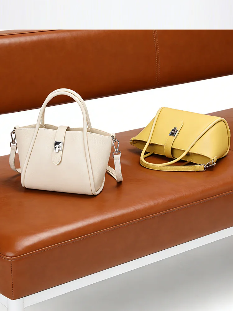 New Fashion Women’s Handbag Genuine Leather Commuter Bag Large Capacity Full-grain Leather Versatile Simple Women Shoulder Bag - view 3