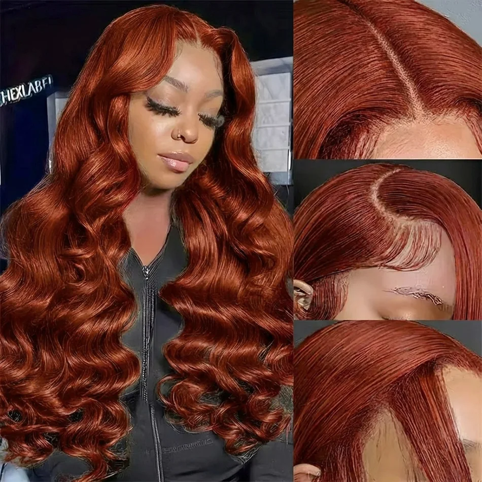 

250 Density Body Wave Reddish Brown 13x4 Lace Front Wigs Human Hair Pre Plucked Colored Human Hair 13x6 Lace Frontal Human Wig