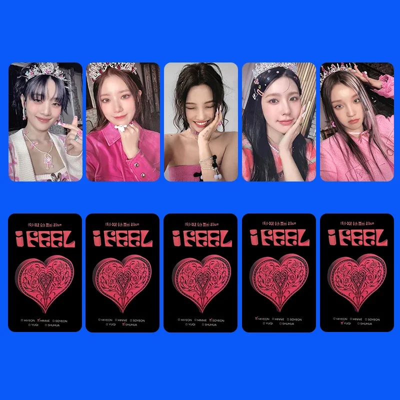 5Pcs/Set Kpop (G)I-DLE I FEEL QUEEN Photocard I FEEL Butterfly New Ablum Shuhua Soojin Miyeon Yuqi Soyeon Postcard For Fans Gift