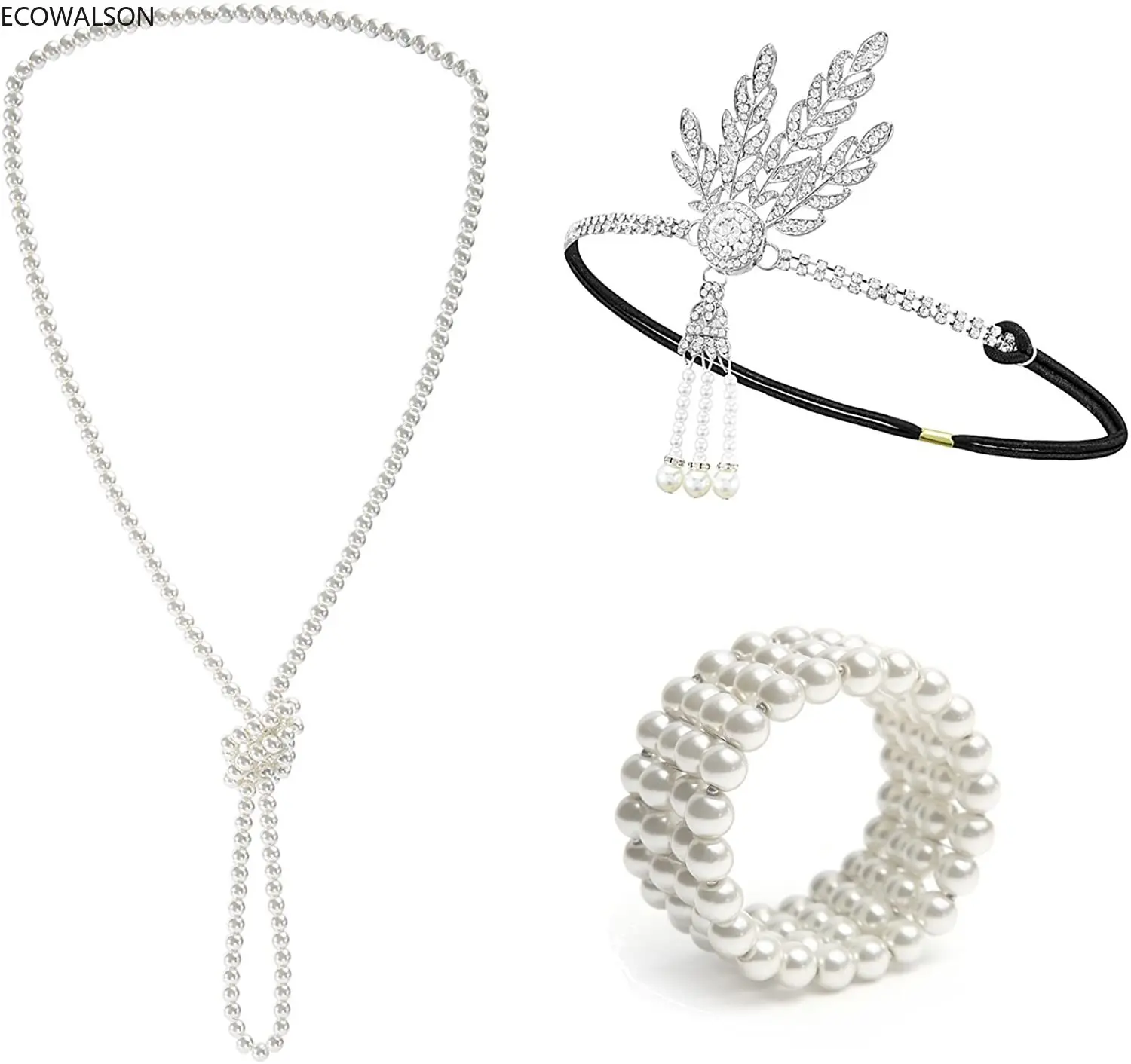 1920S Great Gatsby Accessoires Set Kostuum Flapper Meisjes Ketting Hoofdband Armbanden Sets Voor Vrouwen Dames