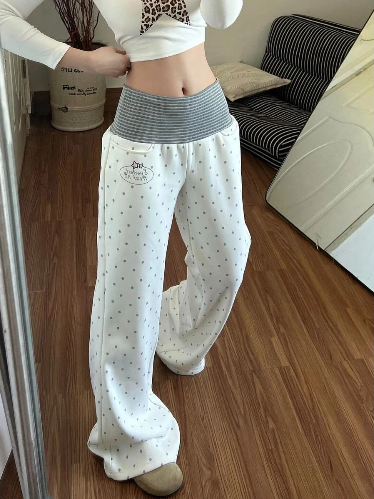 Fashion Casual White Polka Dot Slim Trousers Women Hot Girl New Striped Thin St… - Image 4