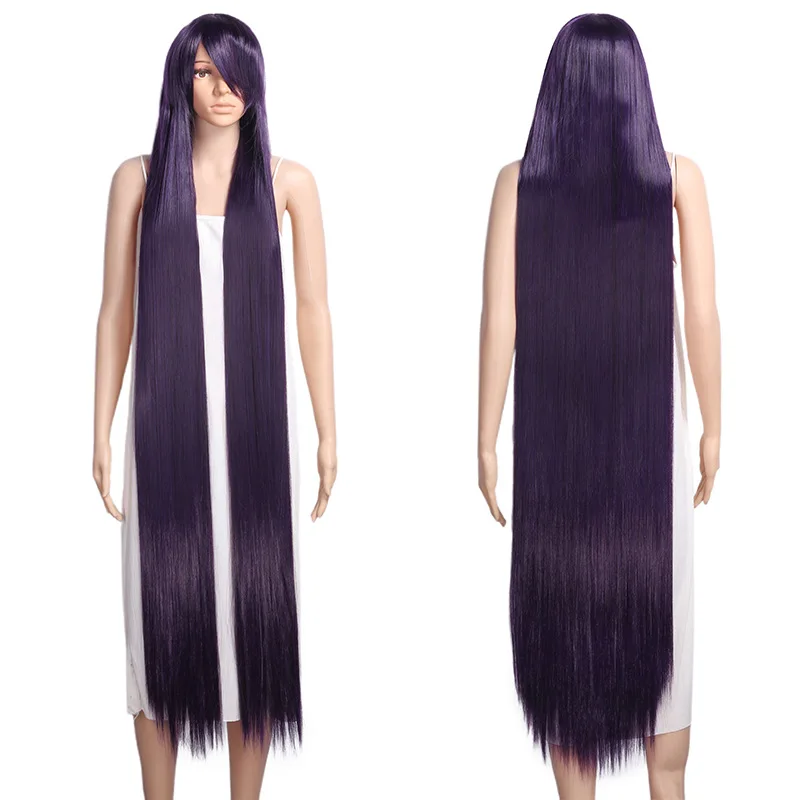 Anime Costume 150cm Extra Long Straight Cosplay Costume Party Wig Black Blonde Purple Red Brown