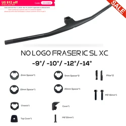 No Logo FRASER IC SL XC Handlebar, Full Carbon Fiber, Integrated Cockpit MTB Handlebar,-9°,-10°-12°,-14 °, 50mm,60mm,70mm