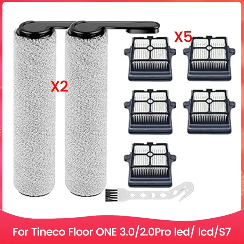 

ABWM-8PCS роликовая щетка Hepa фильтр запасные части для Tineco Floor One S7 Flashdry аксессуары для пылесоса для влажной и сухой уборки