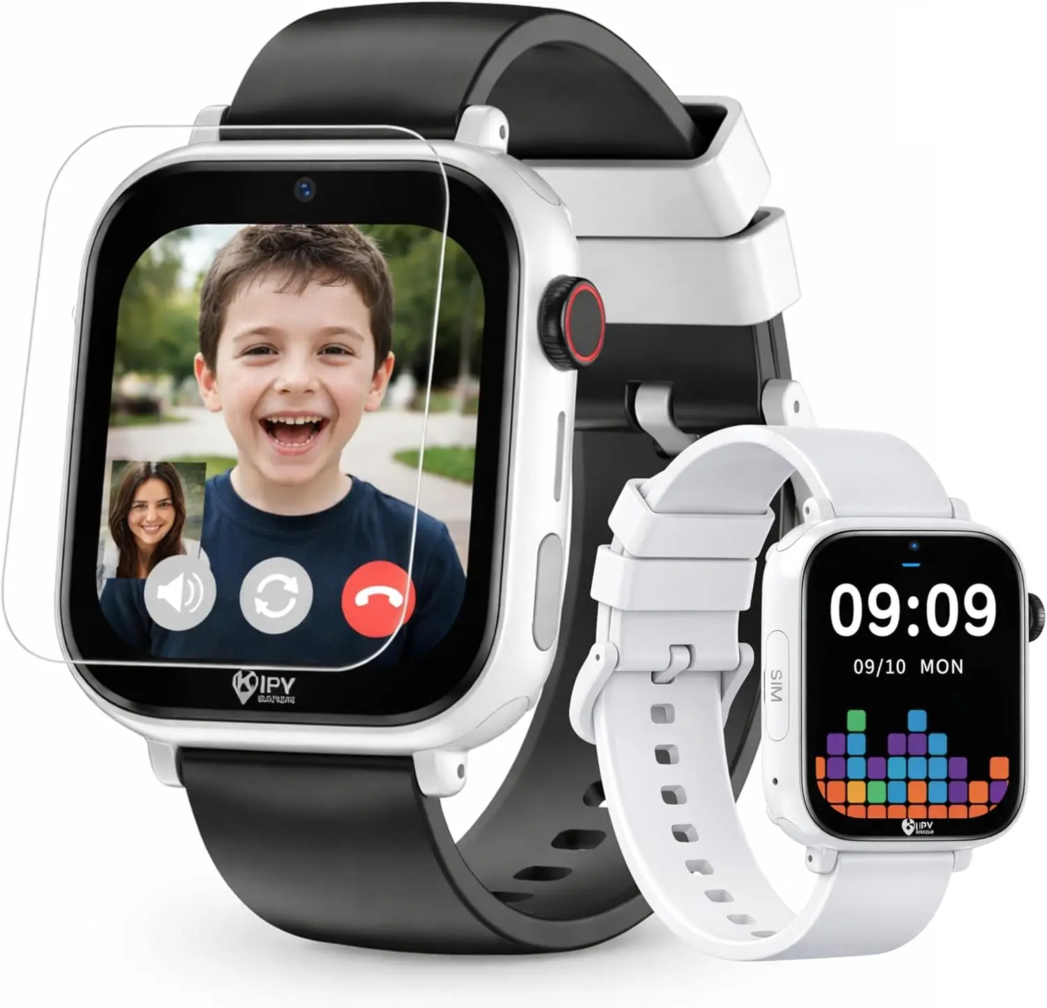 

Kids GPS Smart Watch with Camera, Voice Call, School Mode & Parental App - Includes Extra Strap for Boys Ages 3-12