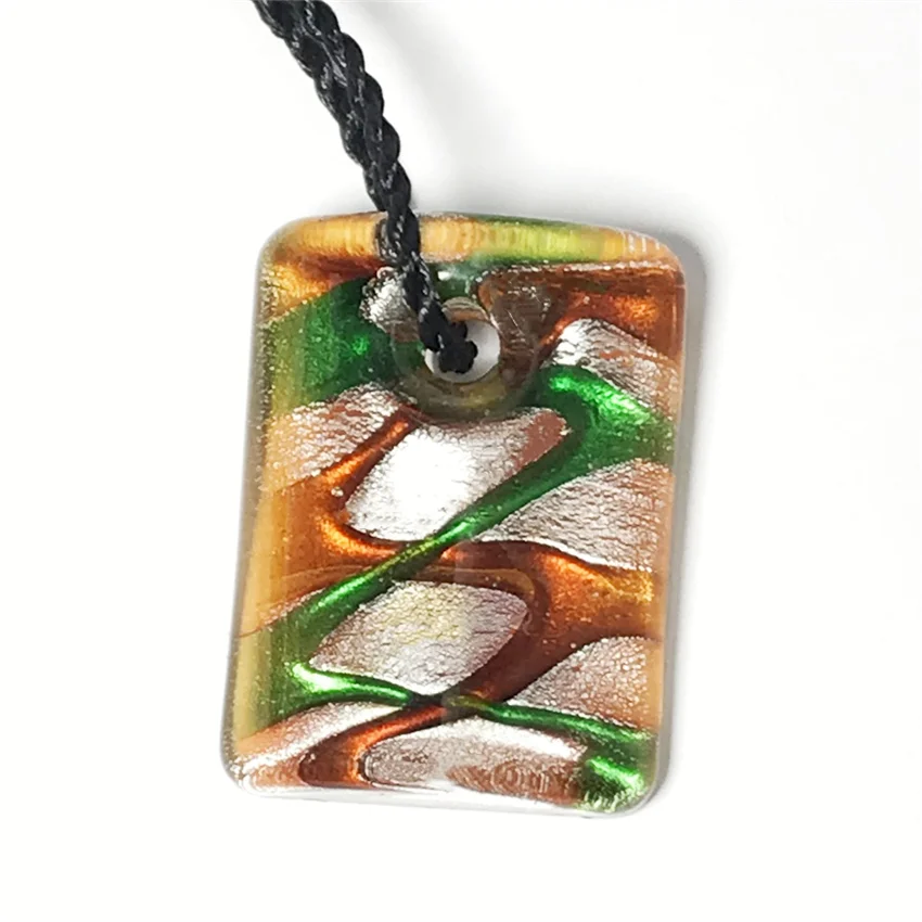 Handmade Murano Glass Pendant Fit Necklace Rectangle