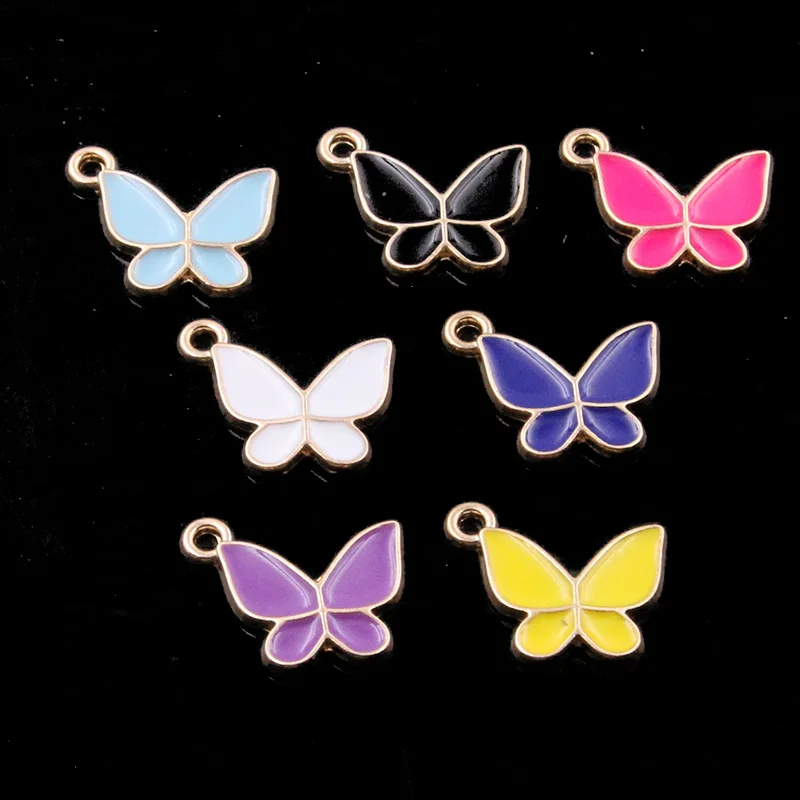 

20Pcs 15*17mm 7 Color New Charms Drop Oil Pretty Butterfly Animal Alloy Metal Pendant DIY Jewelry Bracelet Necklace Material