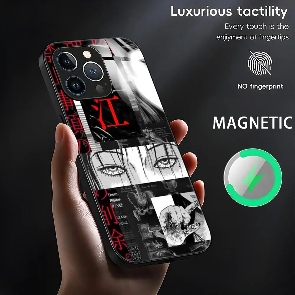 Tomie junji ito Phone Case For iPhone 16 15 14 13 12 11 X XR XS XSMAX 8 Plus Mini Pro Max Glass Magnetic Phone Case