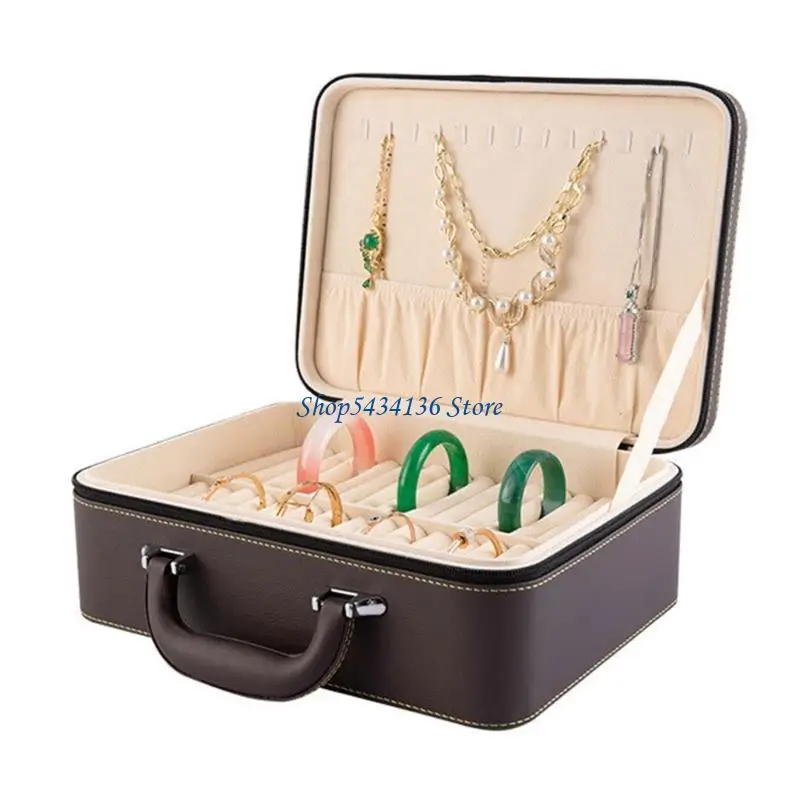 علبة المجوهرات H7ed مع مقصورات منفصلة وصندوق تخزين خارجي متين PU