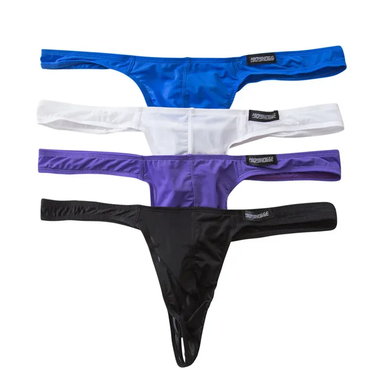 4PCS/Set Sexy Men's Lingerie Low Rise G-strings Bikini Underwear Convex Pouch T-back Soft Comfy Panties Gay Thongs Underpants