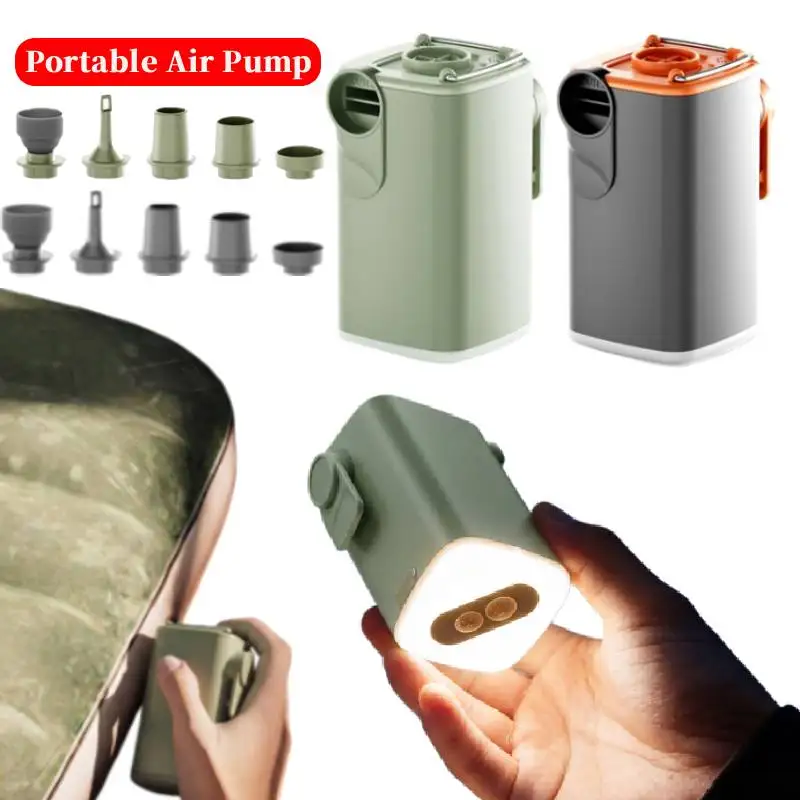 Air Pump for Inflatables with 1300 mAh Battery & Camping Light, Ultra-Fast Electric Air Pump, Inflate Deflate for Air Mattress