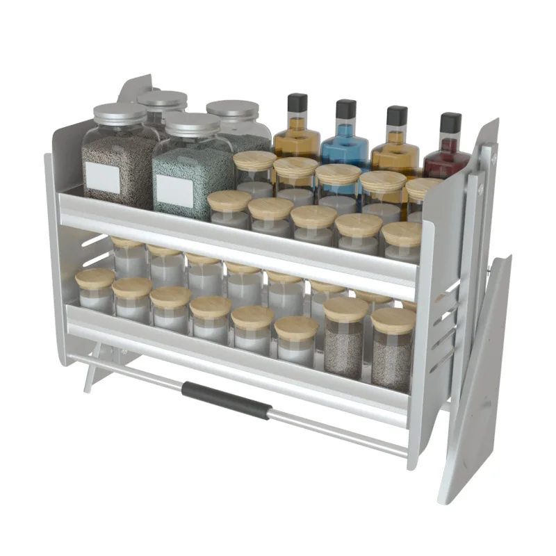 

Hanging cabinet lift basket, kitchen cabinet up and down lift basket, condiment basket down lift rack