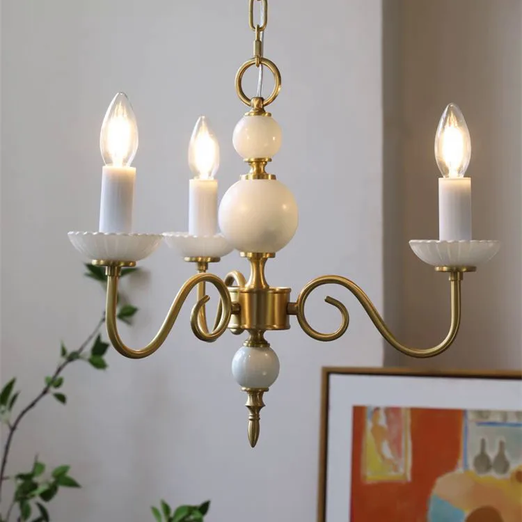 

Cream white glass French American vintage bedroom dining room cloakroom pre-loved chandelier