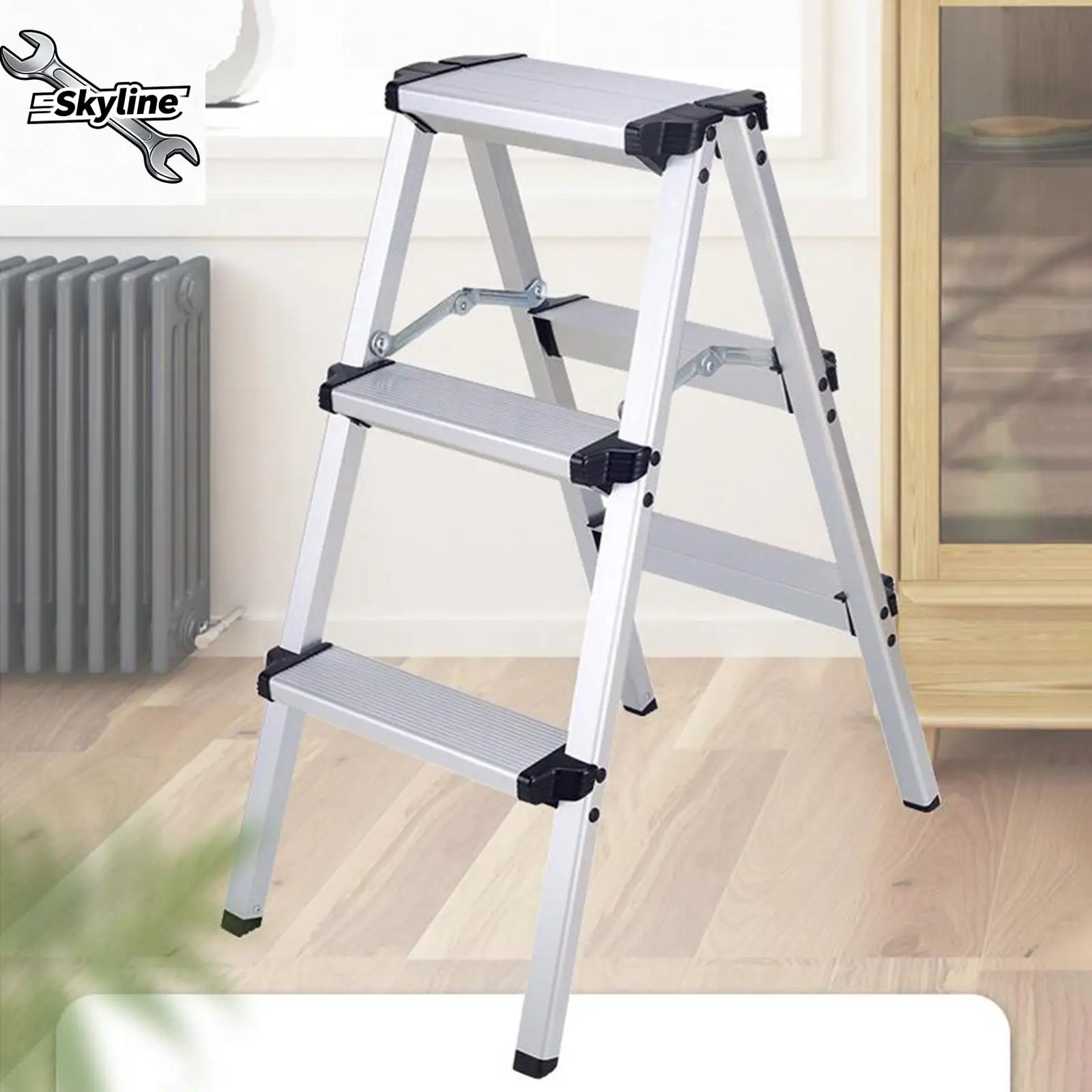 

3 Step Stool Herringbone Ladders Storage Shelf Rack Ladders Folding Aluminum Alloy Ladder for Outdoor Working Household