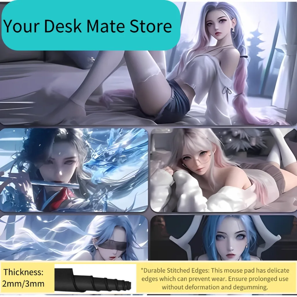 

Игровой коврик для мыши Anime Goddess с красивым принтом Waifu, нескользящий коврик для клавиатуры