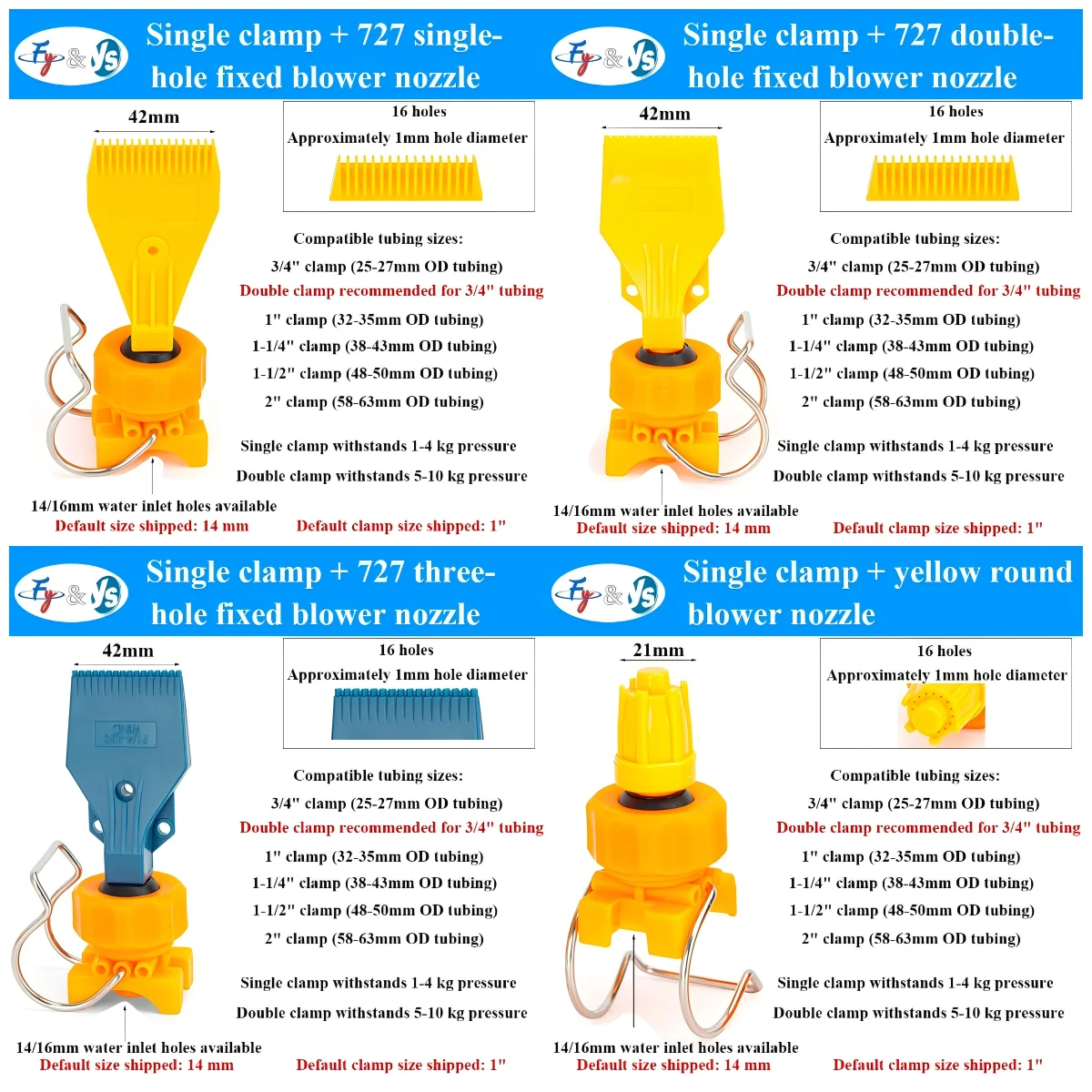 YS New Plastic Single Clip Air Knife with Blowing Nozzle Wide Single Hole or Double Hole Fixed Blowing Nozzle