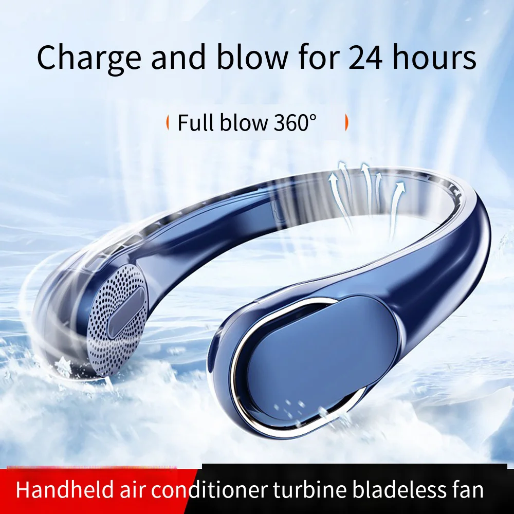 4000-6000mAh Rechargeable Neck Fan, Summer Air Cooling Bladeless Neckband Fans, 3 Speeds Adjustment Outdoor Portable