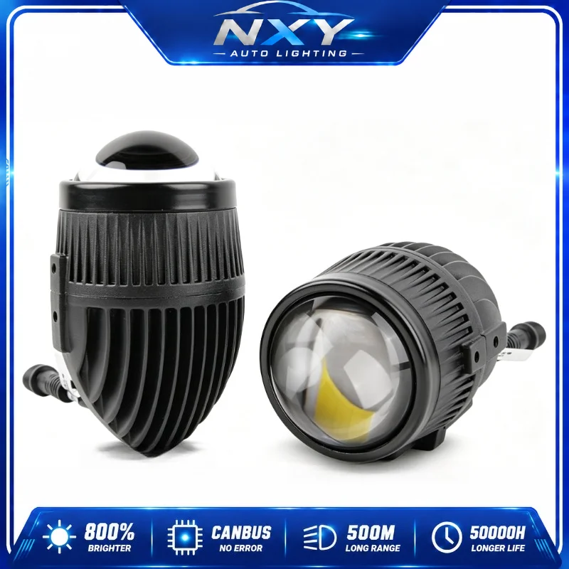 NXY NX26 2 Inch LED Bi Projector Fog Light Bulb 4300K Hi Lo Beam Lens for Toyota Nissan Honda Car Front Fog Lamp Retrofit