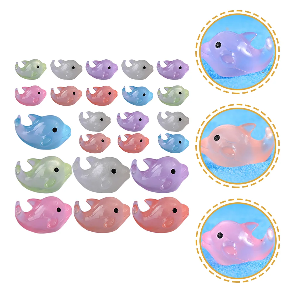 28 Pcs The Animal Micro Landscape Dolphin Minature Toy Miniature Figurines Luminous Little Animals Figures Tiny for Kids Office