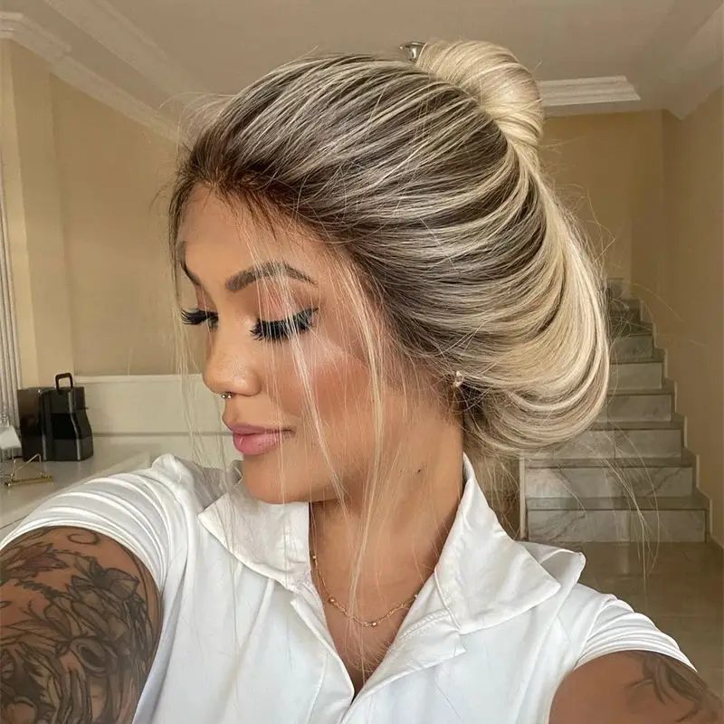 

Женский парик 13x4 с омбре, пепельно-русый балаяж, высококачественный синтетический парик с HD-кружевной передней частью, термостойкий, с комфортной шапочкой, без клея