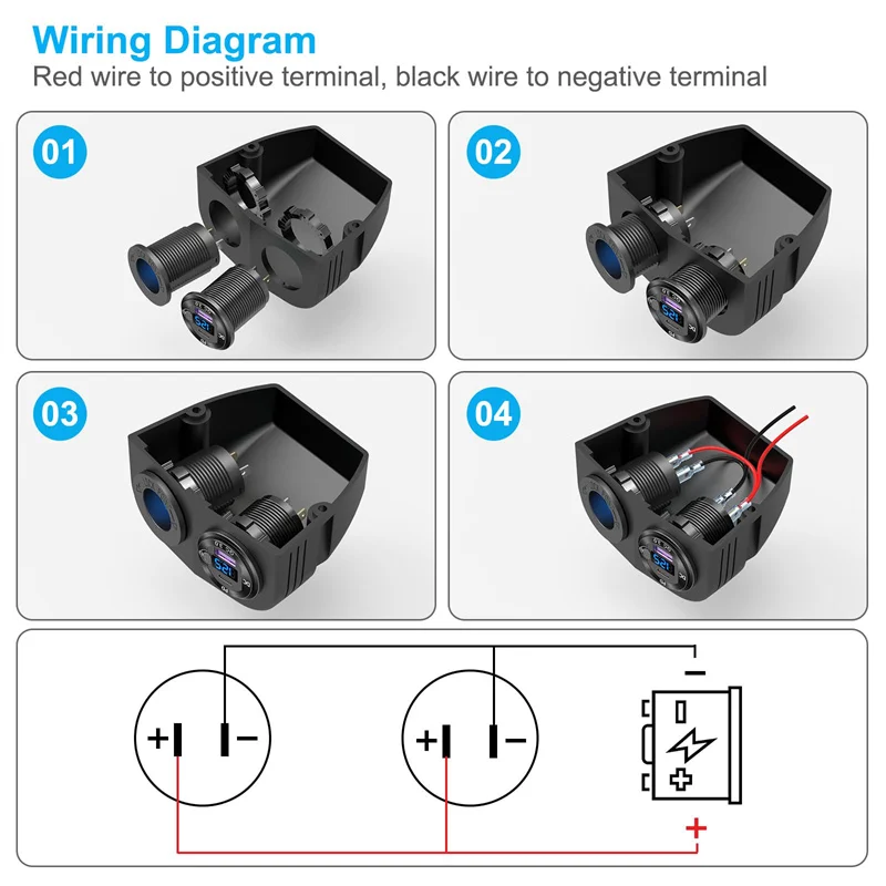 DIY USB Socket Tent Base 1/2/3 Holes Phone Charger/Voltmeter/Cigaretter Lighter Holder Waterproof for 12-24V Car Truck Boat RV