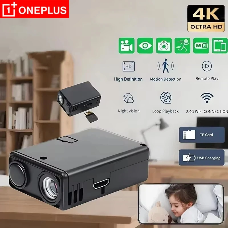 Wireless Mini WiFi Security Camera with Night Vision Motion Detection Rechargeable Battery Easy to Mount & App-Controlled