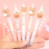 4 pcs/lot 0.5mm Kawaii Little Brown Bear Mechanical Gel Pens School Office Writing Supplies Cute Gift Prizes for Kids