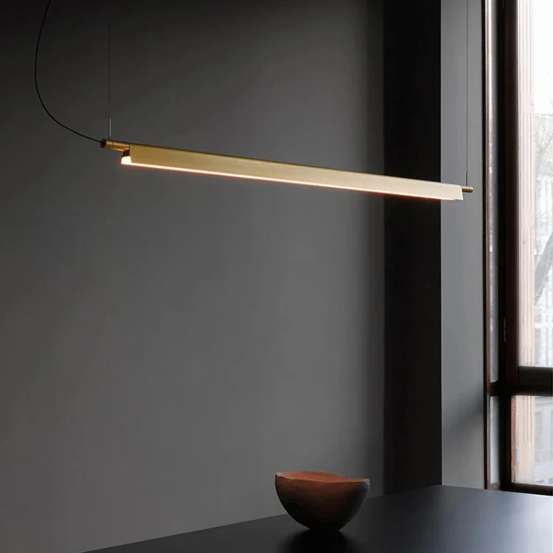 

Modern Minimalist Strip Led Pendant Lights Compendium Linear Pendant Lamp Dining Table Kitchen Bar Long tube Pendant lamp