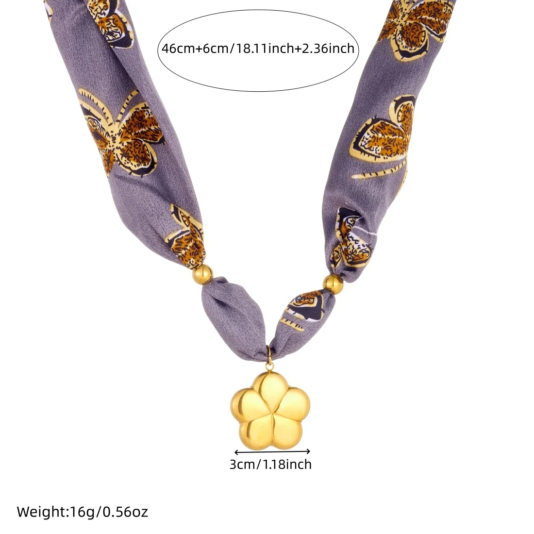 الفولاذ المقاوم للصدأ الذهبي مشرق زهرة قلادة قلادة سيدة الاتجاه الجديد الفاخرة رمادي نمط الشريط سلسلة مجوهرات هدية