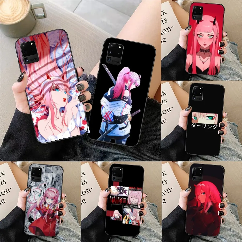 DARLING Zero Two Mobile Phone Case for Samsung Galaxy S23 S22 S21 S10 S9 S8 Plus Ultra Black Soft Phone Cover Funda