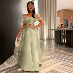 Sexy Strapless Evening Dress Off the Shoulder Saudi Arabia Satin Floor Length Formal Occasion Gown HIgh Quality Vestido De Noche