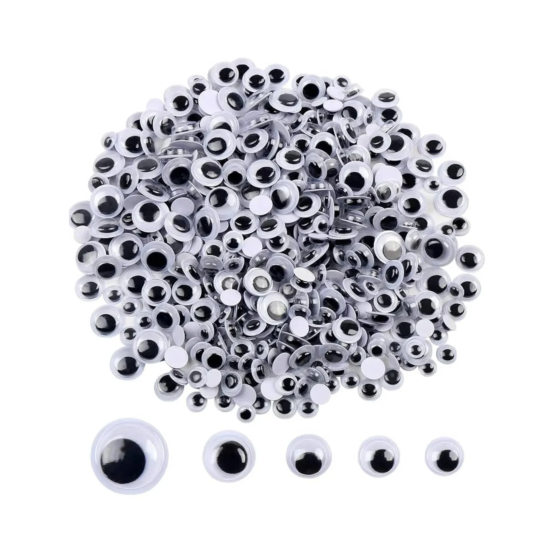 500pcs Swing Eyes Self-adhesive Black White Goose Eyes for DIY Crafts Decoration