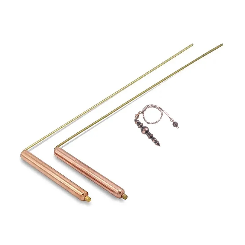 

3PCS Large grip Copper Handles Premium Quality Divining Rods Copper Pendulums Set and Brass Dowsing Rods Detect Metals