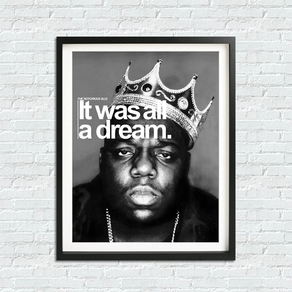 Biggie Smalls Quotes 'It Was All a Dream' Canvas Painting Wall Art Picture Room Decor The Notorious BIG Rapper Poster And Prints