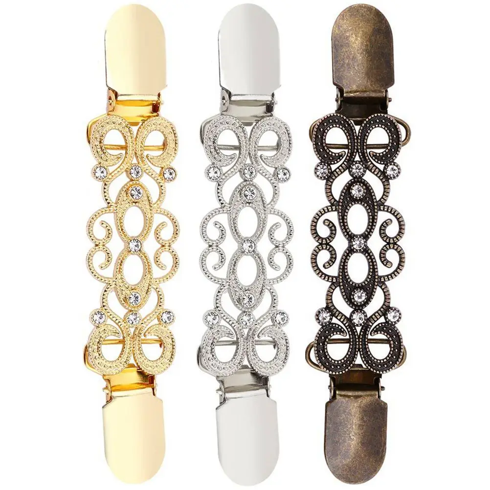 

3 Pcs Cardigan Clasps Clothes Clips Zinc Alloy Decorations Brooch Pins for Shawl Scarf Sweater Fashion Accessories Gift